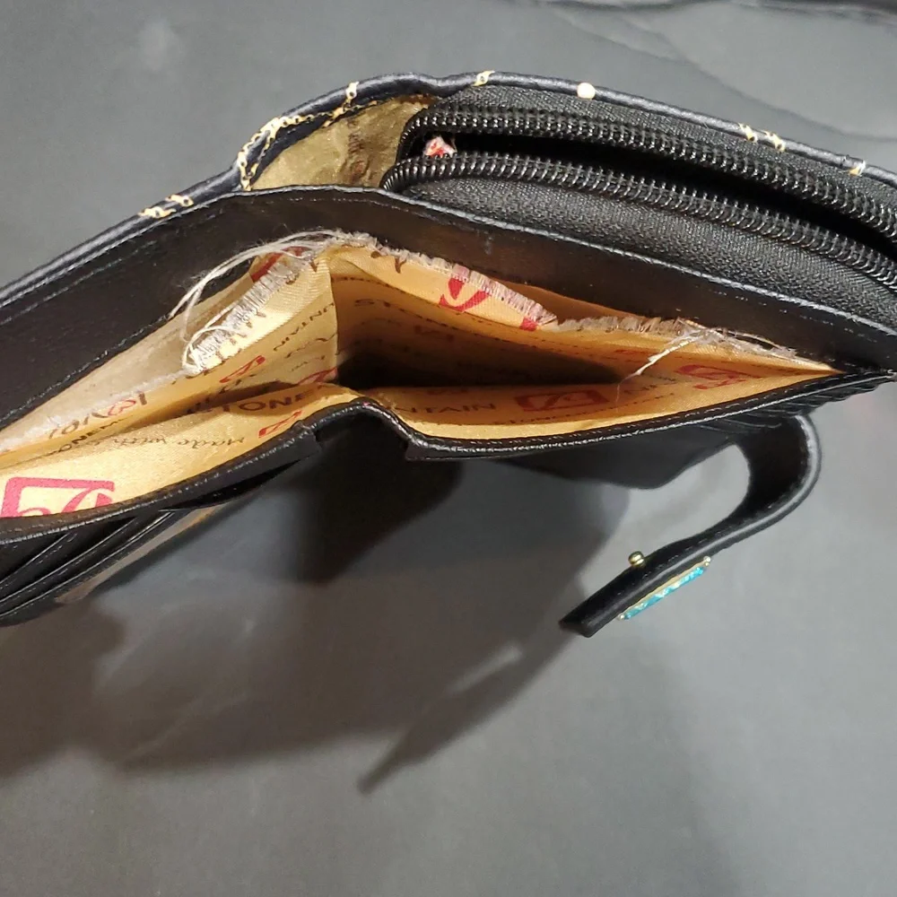 Stone Mountain black festive gold chain multi zip around‎ wallet